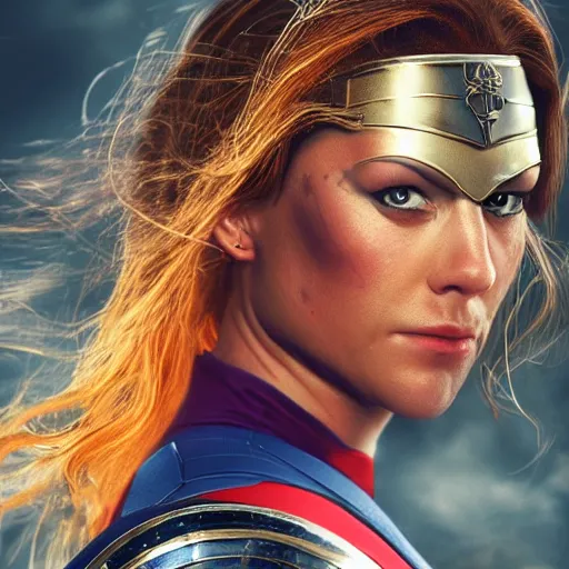 Image similar to a highly detailed portrait of a female super hero