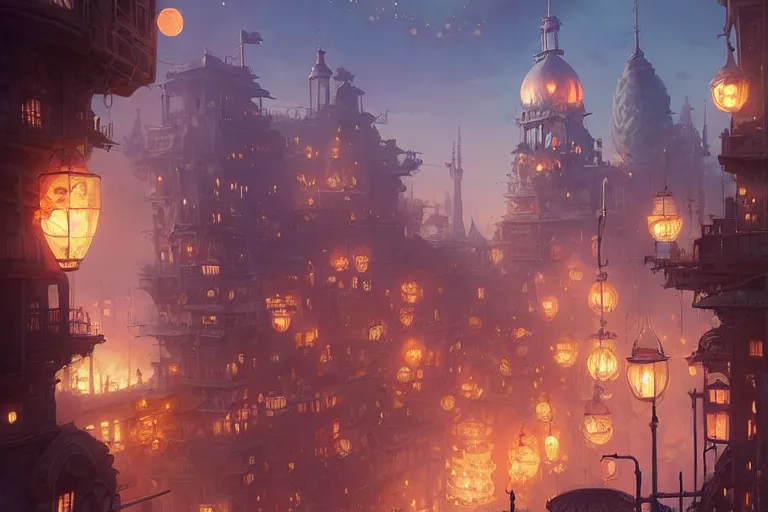 Image similar to steampunk city, apricot flower, unreal engine, fantasy art by greg rutkowski, loish, rhads, ferdinand knab, makoto shinkai and lois van baarle, ilya kuvshinov, rossdraws, tom bagshaw, global illumination, radiant light, detailed and intricate environment