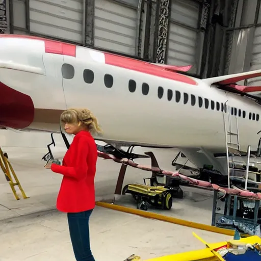 Prompt: Taylor Swift building an airplane