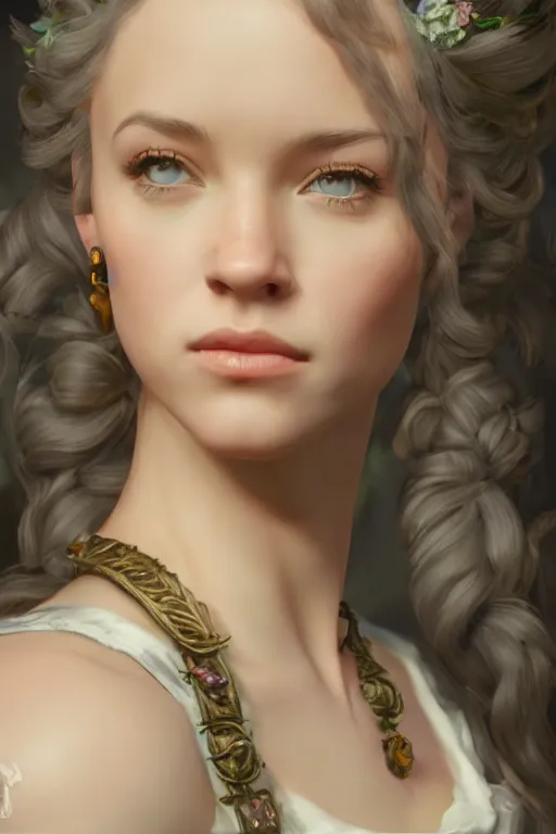 Image similar to a fantasy style portrait painting of rachel macadams in the style of francois boucher oil painting unreal 5 daz. rpg portrait, extremely detailed