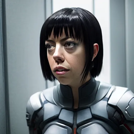 Image similar to aubrey plaza as ghost in the shell