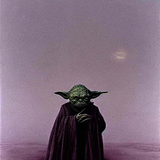 Image similar to yoda by zdzisław beksinski