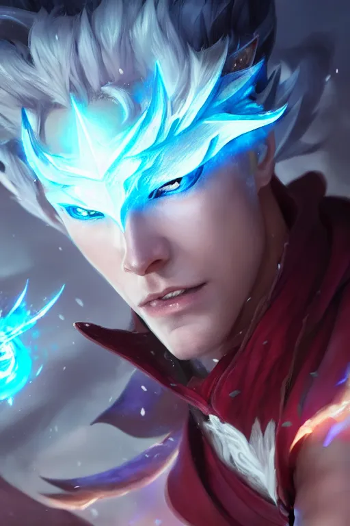 Prompt: beautiful male sorcerer with water and ice magic, attarctive pretty face, anime key visual, highly detailed, sharp focus, concept art, league of legends, style by shumolly and monable and artgerm and greg rutkowski and jo chen and pilyeon and ruan jia