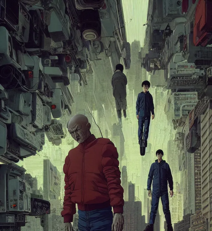 Image similar to realistic aesthetic highly detailed photography of characters in akira scene, characters with hyperrealistic highly detailed faces. from akira by katsuhiro otomo and alejandro hodorovski and denis villeneuve and gregory crewdson style with many details by mike winkelmann and vincent di fate in sci - fi style. volumetric natural light hyperrealism photo on dsmc 3 system