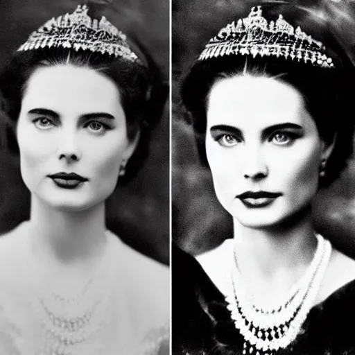 Prompt: victorian photograph of grace kelly, angelina jolie, 1 8 9 0 s photography, 1 9 0 0, photographed by burr mcintosh, grainy