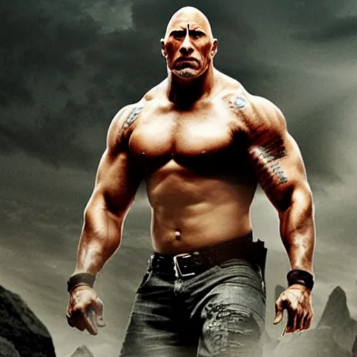 Image similar to dwayne the rock johnson as a cyclops