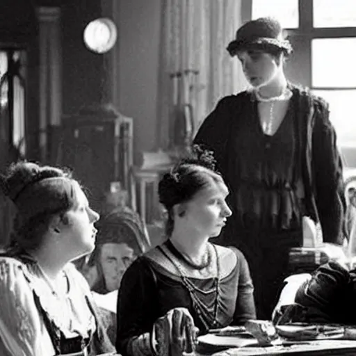 Image similar to scene from a 2 0 1 0 film set in 1 9 1 0 showing a woman