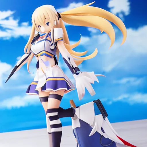 Image similar to close photo of the anime figure of shimakaze from azur lane, realistic photo, collection product