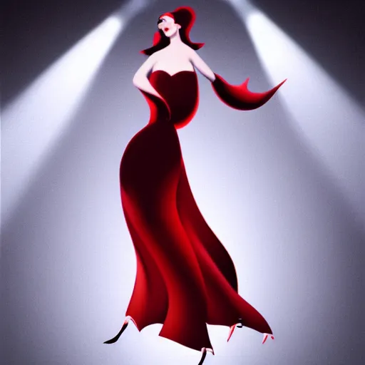 Image similar to jessica rabbit dancing in the spotlight. photorealistic. high details