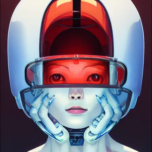 Image similar to Portrait of an engineer with helmet, very coherent, painted by painted by James Gilleard, airbrush, art by JamesJean and fine details. Anime. realistic shaded lighting poster by Ilya Kuvshinov katsuhiro otomo ghost-in-the-shell, magali villeneuve, artgerm, Jeremy Lipkin and Michael Garmash and Rob Rey