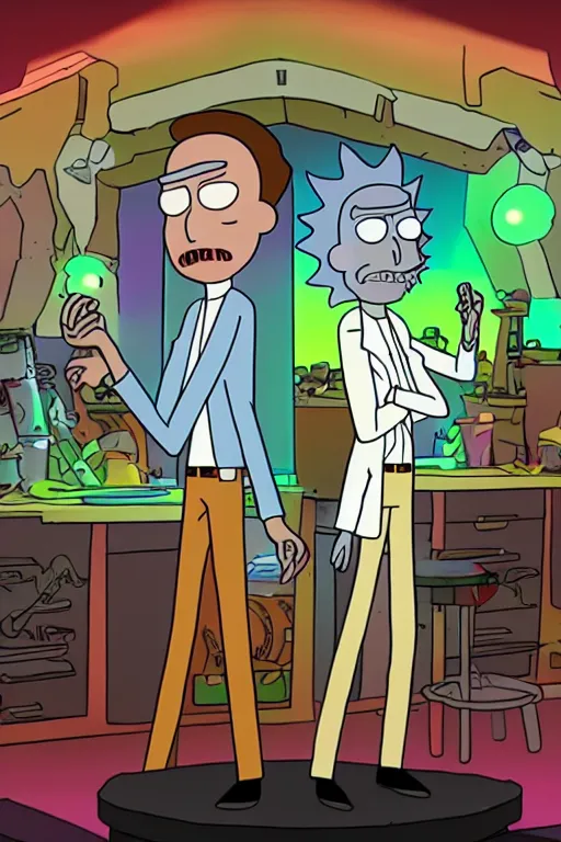 Image similar to a dramatic lighting photo of rick and morty as claymation