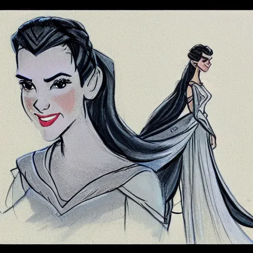 Image similar to milt kahl sketch of victoria justice as princess padme from star wars episode 3