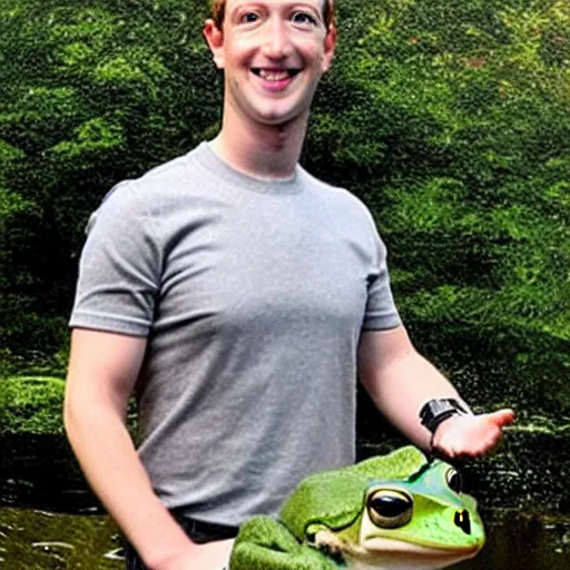 Image similar to mark zuckerberg holding a frog