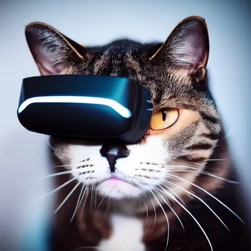 Image similar to a cat wearing a VR headset, logo