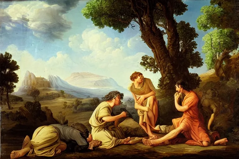 Prompt: The shepherds of Arcadia, very detailed