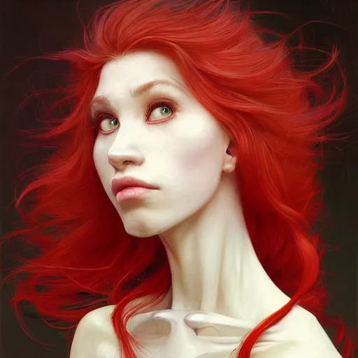 Image similar to portrait of a rat with a humanoid face, male, handsome, full body, furry chest, red hair, long hair, soft hair, fantasy, red kimono, intricate, elegant, highly detailed, suit, digital painting, artstation, concept art, character art, smooth, sharp focus, illustration, art by artgerm and greg rutkowski and alphonse mucha