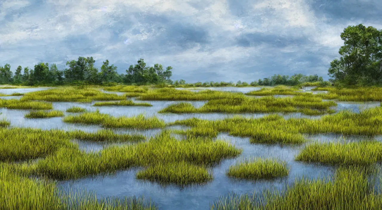 Prompt: majestic wetland landscape, high definition, high detail, 8k, photorealistic,