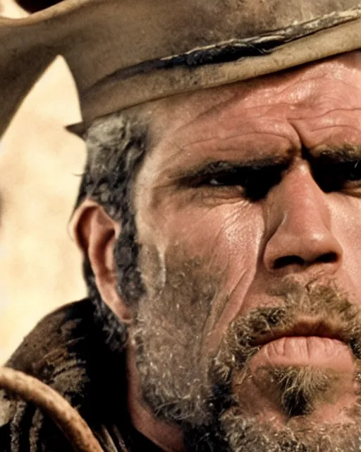 Image similar to film still close up shot of ron perlman in the movie a fistful of dollars. photographic, photography