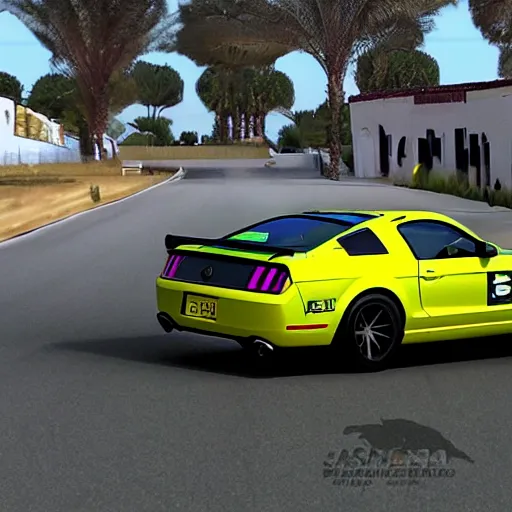 Prompt: arabic drift with mustang