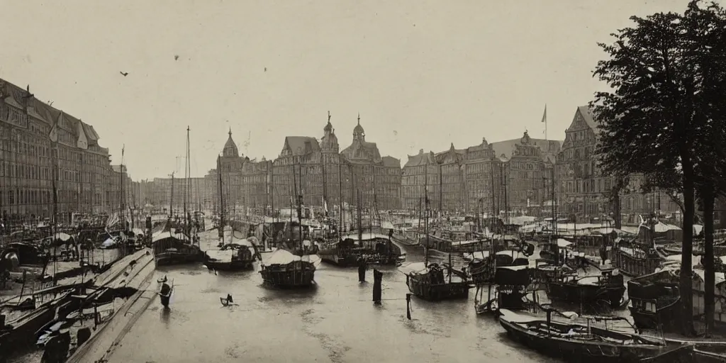 Image similar to 1 8 th century picture of the hamburg fischmarkt, 1 9 0 0 s photography