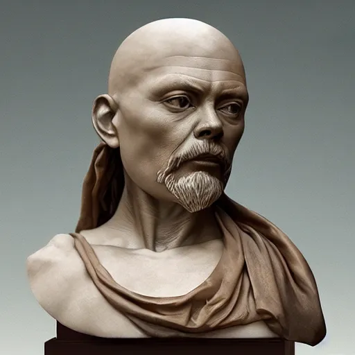 Prompt: beautiful lifelike award winning marble statue bust of gary glitter trending on art station artgerm greg rutkowski alphonse mucha museum quality cinematic atmospheric