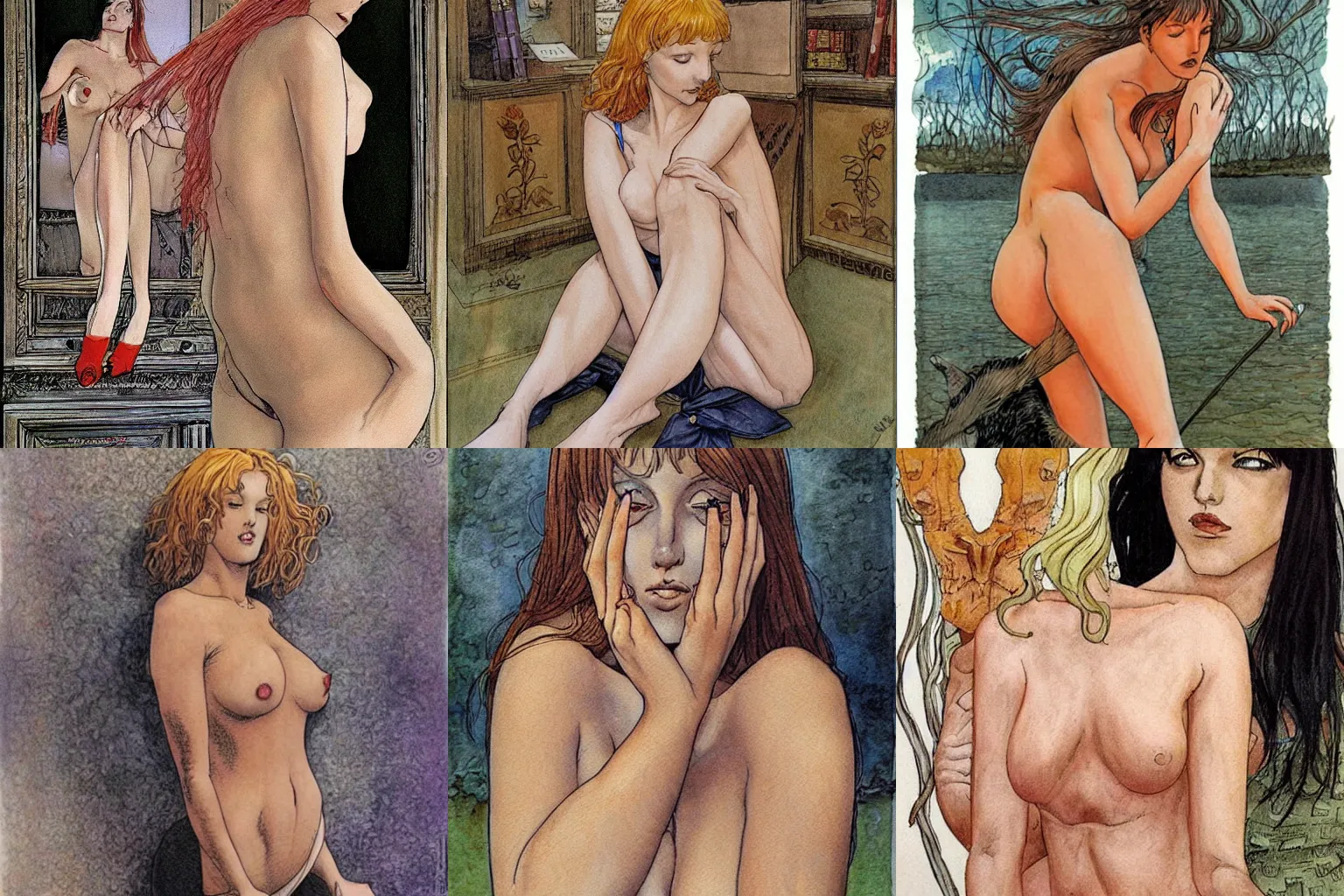 Prompt: compassionate and cruel. painting by milo manara