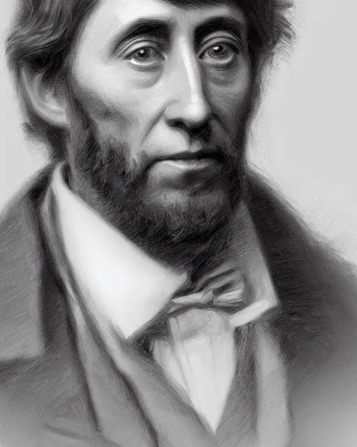 Image similar to henry thoreau in the woods portrait painting highly detailed procreate, 3d render senior artist, photorealistic, textured, featured on artstation