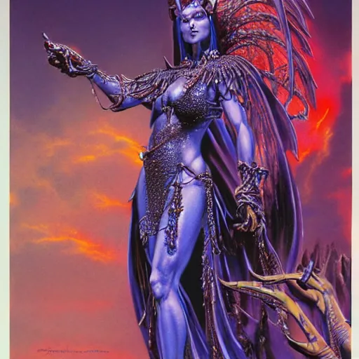 Image similar to the eternal Queen of the Underworld, concept art by Hajime Sorayama and Bruce Pennington