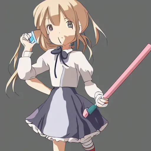 Image similar to cute anime maid cleaning, character drawing, studio ghibli, animation, vivid line art, award winning, trending on artstation,