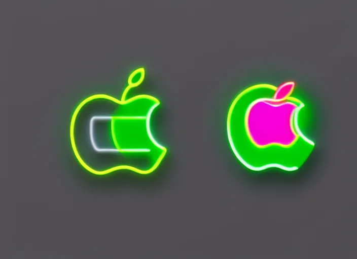 Prompt: a neon apple logo, fluent design, wallpaper