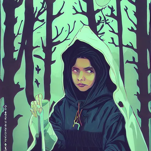 Image similar to portrait of a witch fire with hoodie by Sachin Teng and wlop