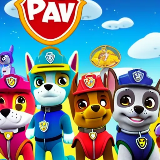 Prompt: paw patrol peter piper and adventure time volcano anime style