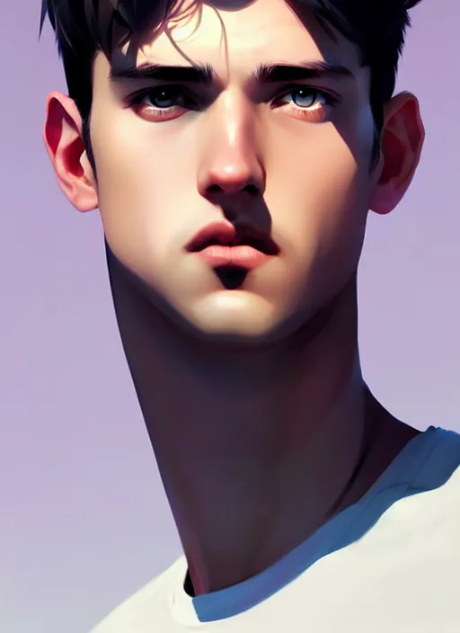 Image similar to a very handsome, girly boy of eighteen with grey eyes and hair and a tear mole under his right eye perfect face, symmetric eyes, sharp focus, specular reflection, occlusion shadow, artstation, by ilya kuvshinov and jeremy lipking, light novel cover art, 3 d epic illustrations, symmetric body