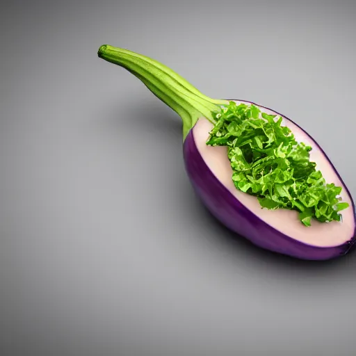 Prompt: isometric 3d render of an eggplant, white background, studio lighting