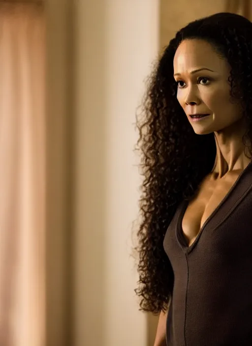 Image similar to 4 k still of thandiwe newton as superhirl, photorealistic, 8 k hd resolution