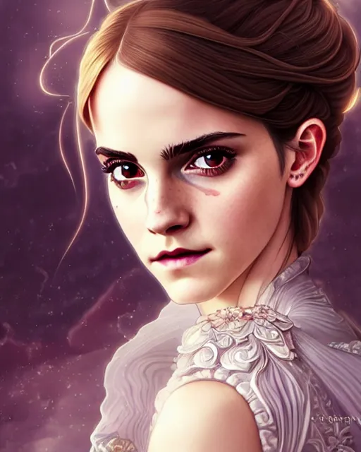 Prompt: symmetry!!!!!! beautiful emma watson anime summer princess close portrait, wearing ornate clothing, ultra detailed, elegant, intricate, anime, dynamic lighting, dnd, glowing lights, digital art, digital painting, artstation, wlop, sharp focus, illustration, art by artgerm and greg rutkowski and alphonse mucha, 8 k