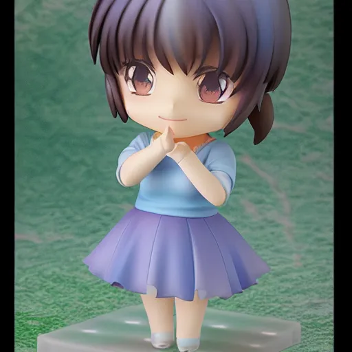 Image similar to beautiful water color concept art of cute nendoroid girl in the style of story book, toon rendering, close-up, flat, lacking in three-dimensionality, flat tone