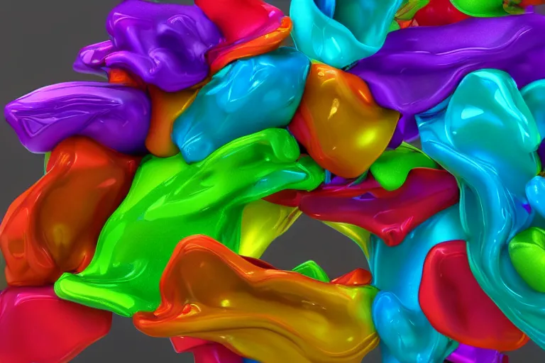 Image similar to Colourful odors by Lynda Benglis, octane render, transparent, 4k, 8k