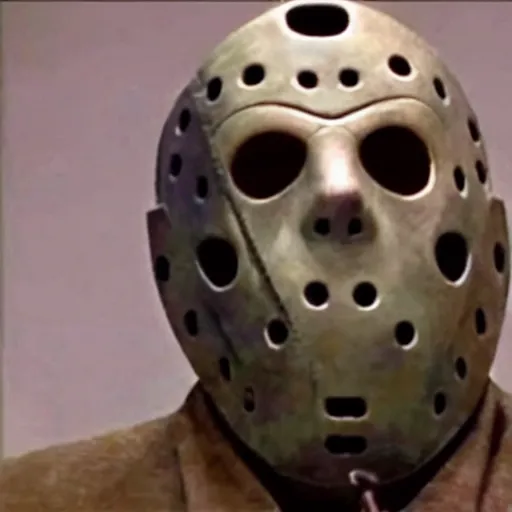 Prompt: Jason Voorhees testifying in court because he is on trial for murder