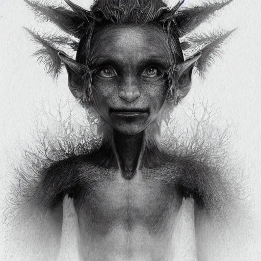 Prompt: a highly detailed portrait of a small humanoid creature in a fantasy forest concept art