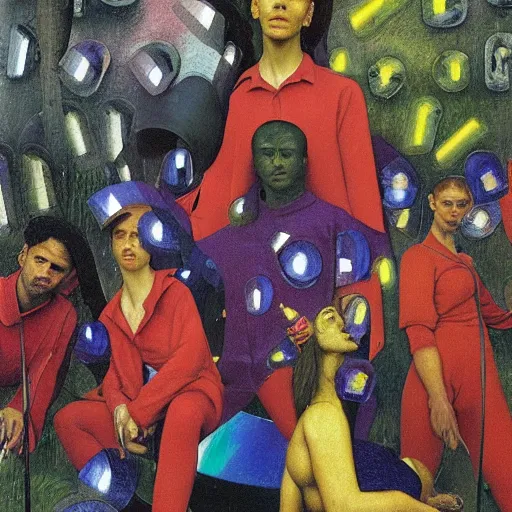 Prompt: 1 9 9 8 brazilian drain gang designed by arthur bispo do rosario, jules bastien - lepage, tarsila do amaral, frank weston and gustave baumann, major arcana, clothing photography, f - 9 1 / 1 2 5, brutalism, sharp focus, colorful refracted sparkles, star lines, soft light, 8 k