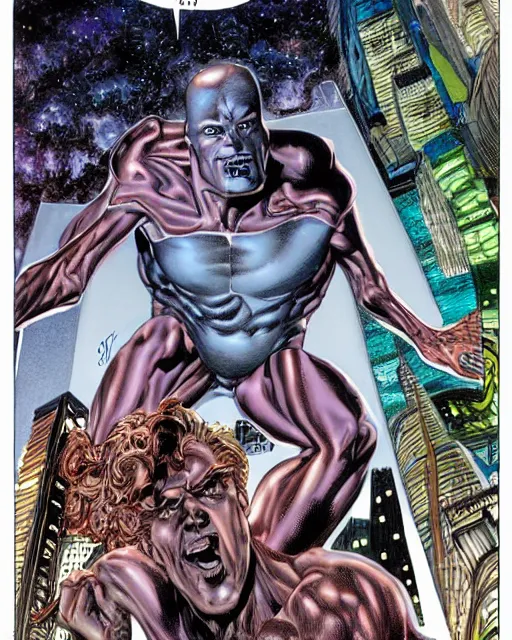 Image similar to silver surfer by glenn fabry, perspective