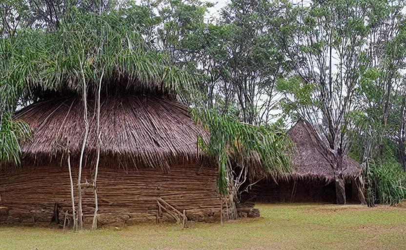 Image similar to “ indigenous long house, but very long ”