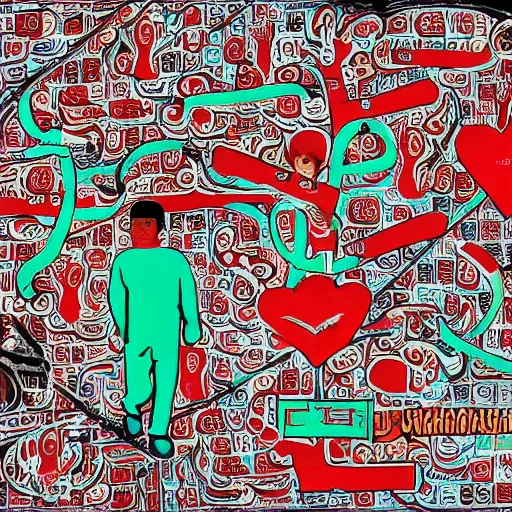 Prompt: uyghur Uighur men in a prison, heart kidney lungs, in the style of daniel johnston and outsider art, 4k, line brush, overlaid with chinese adverts and text