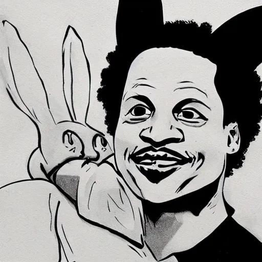 Image similar to Concept art character of Eric Andre as a Playboy bunny