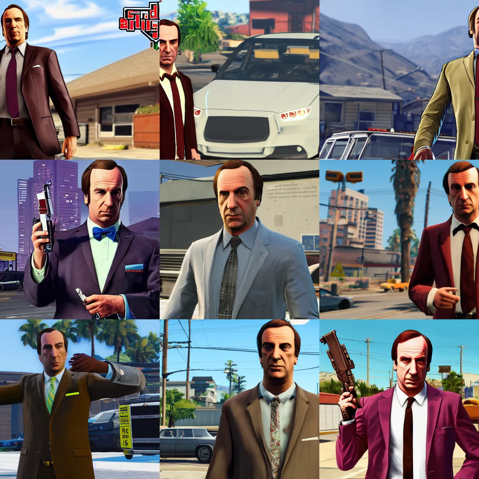 Prompt: saul goodman as a grand theft auto 5 character