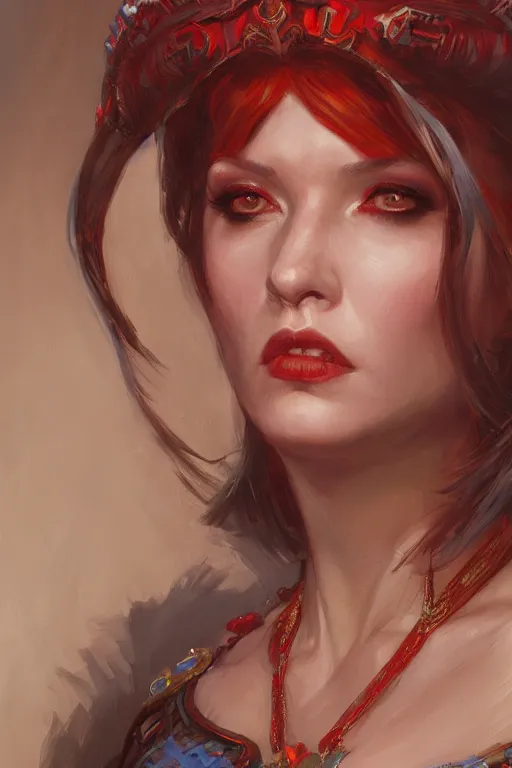 Image similar to Queen of Hearts, closeup character portrait art by Donato Giancola, Craig Mullins, digital art, trending on artstation