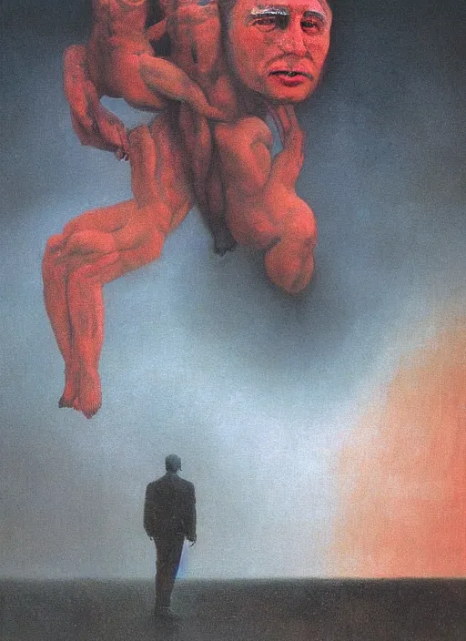 Image similar to Painting in a style of Beksinski featuring Vladimir Putin