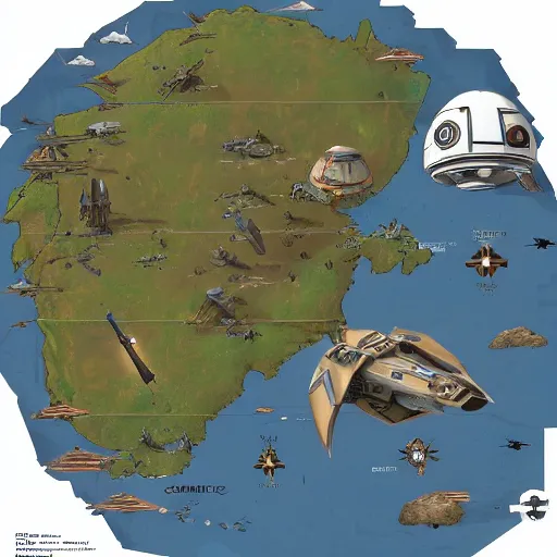 Image similar to speeder bike from starwars in pangaea map, cartography