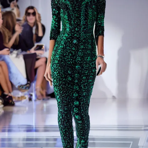 Prompt: Emilio Pucci dress, fashion model on runway, 8k,